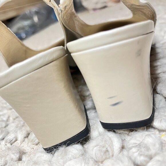 Women's AMALFI ITALY Size 5 Vintage Square Toe Ivory Close Toe Heel Shoe - Picture 8 of 16